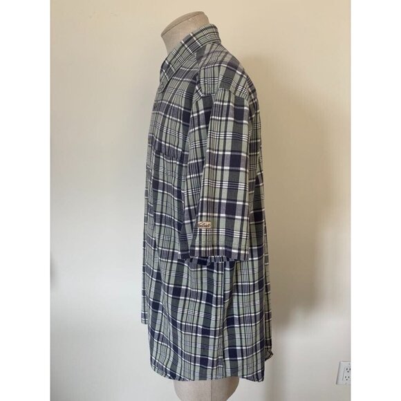 Vintage WOOLRICH Short Sleeve Oxford Shirt Mens Size Large Green Plaid - Picture 5 of 7
